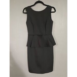 Spense Black Peplin Ruffle Dress Size 4
